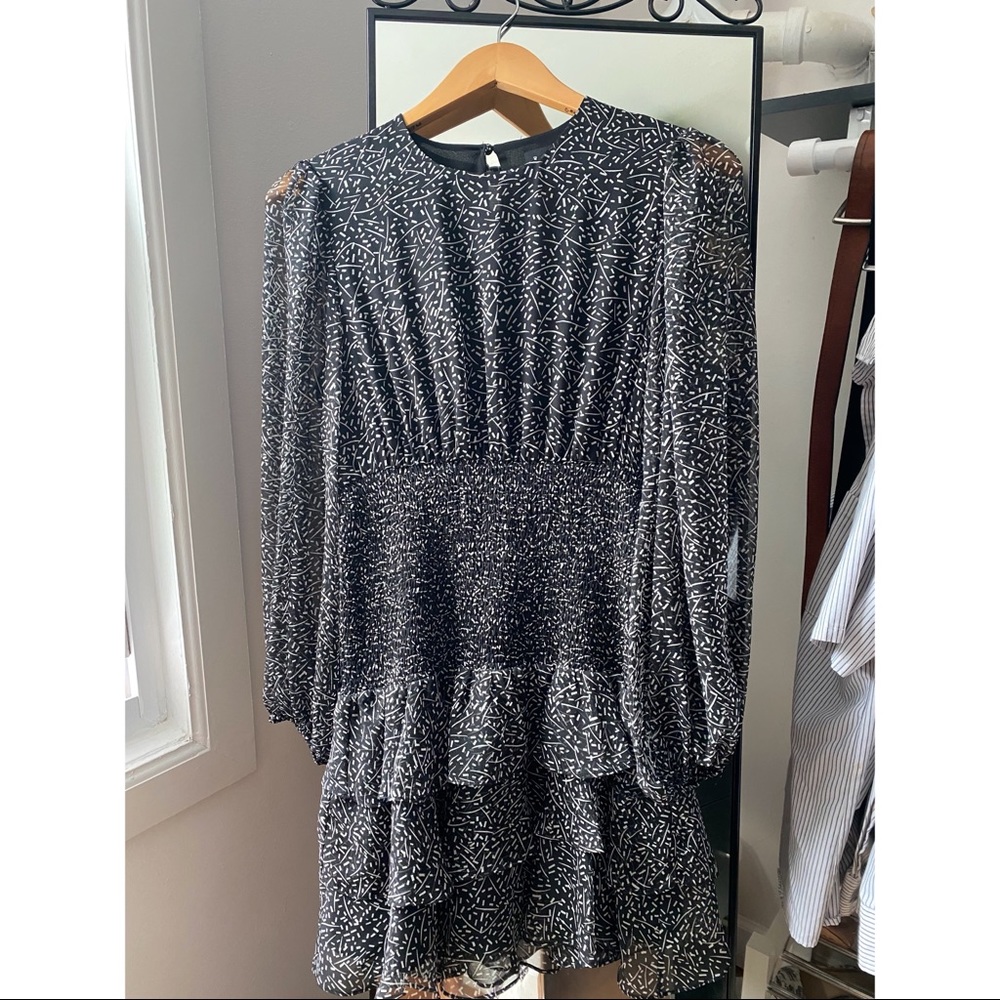 BARDOT triple Frill Long Sleeve Minidress
